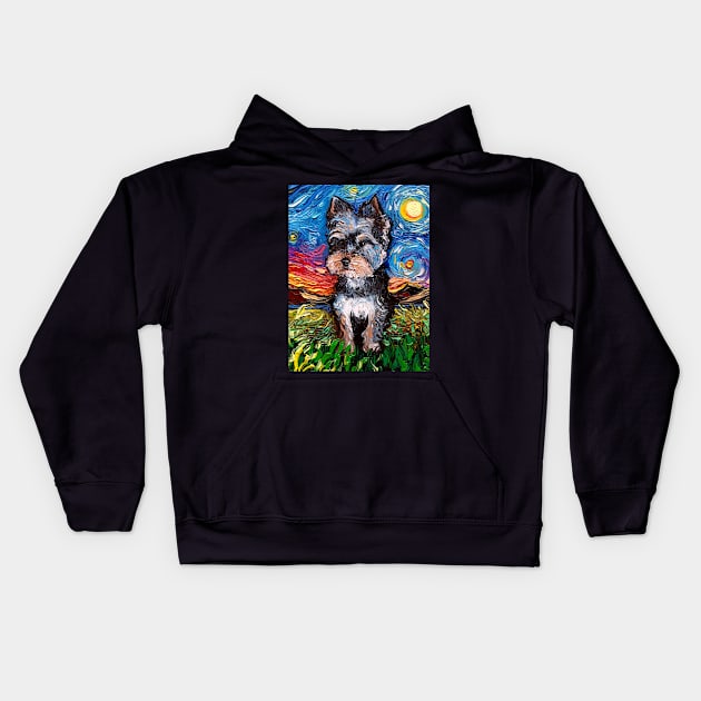 Yorkie Night 2 full image Kids Hoodie by sagittariusgallery